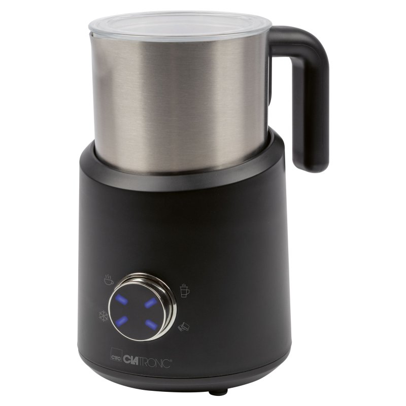 CLATRONIC mousseur à lait MS 3812, chaud et froid, acier inoxydable/noir, 740 ml